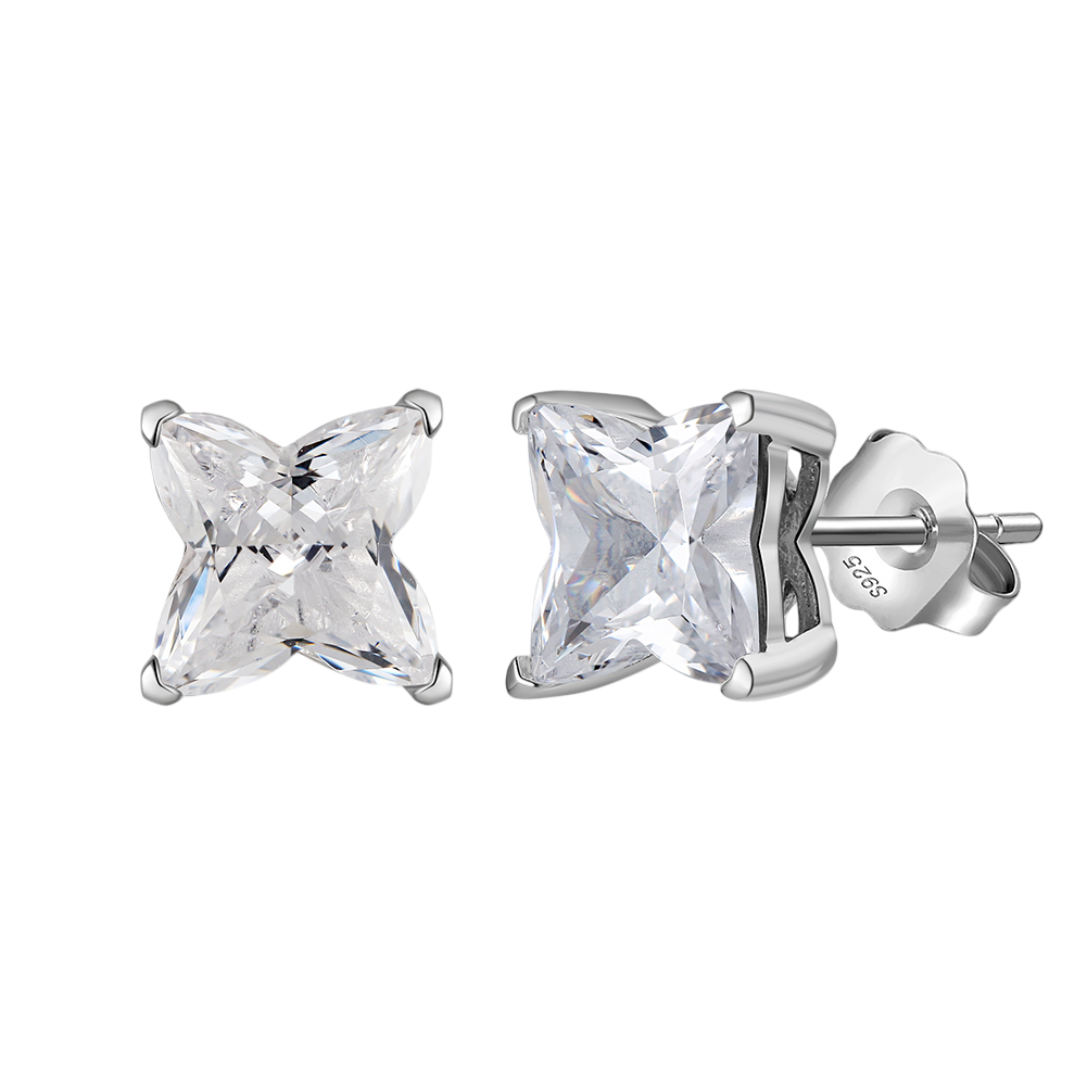 Elegant Square-Cut CZ Stud Earrings