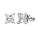 Elegant Square-Cut CZ Stud Earrings