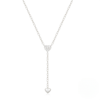 Double Heart Y-Necklace with Crystal Accents