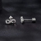Sterling Silver Infinity Cubic Zirconia Screw-Back Stud Earrings