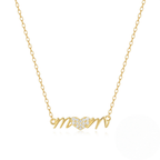 Heart-Shaped MOM Pendant Choker Necklace with Crystal Accents
