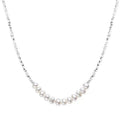 Silver Freshwater Pearl Collar Necklace – Faceted Bead Chain