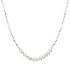 Silver Freshwater Pearl Collar Necklace – Faceted Bead Chain