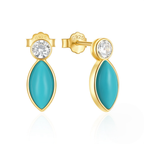 Sterling Silver Turquoise and Cubic Zirconia Jewellery Set – Gold-Plated 3-Piece Set