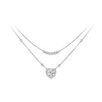 Sterling Silver Double-Layer Heart Necklace