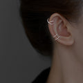 Sterling Silver Double-Layer Cross Ear Cuff for Women – Non-Piercing