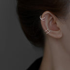 Sterling Silver Double-Layer Cross Ear Cuff for Women – Non-Piercing