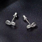 Sterling Silver Infinity Cubic Zirconia Screw-Back Stud Earrings