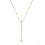 Double Heart Y-Necklace with Crystal Accents