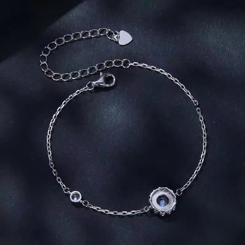 Sterling Silver Cubic Zirconia Halo Bracelet
