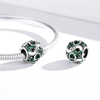 Sterling Silver Birth Month Cubic Zirconia Charm Bead