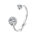Sterling Silver Adjustable Halo Cubic Zirconia Bypass Ring