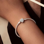 Sterling Silver Polished Heart Popcorn Mesh Bracelet