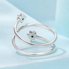 Sterling Silver Adjustable Toi et Moi Star Ring