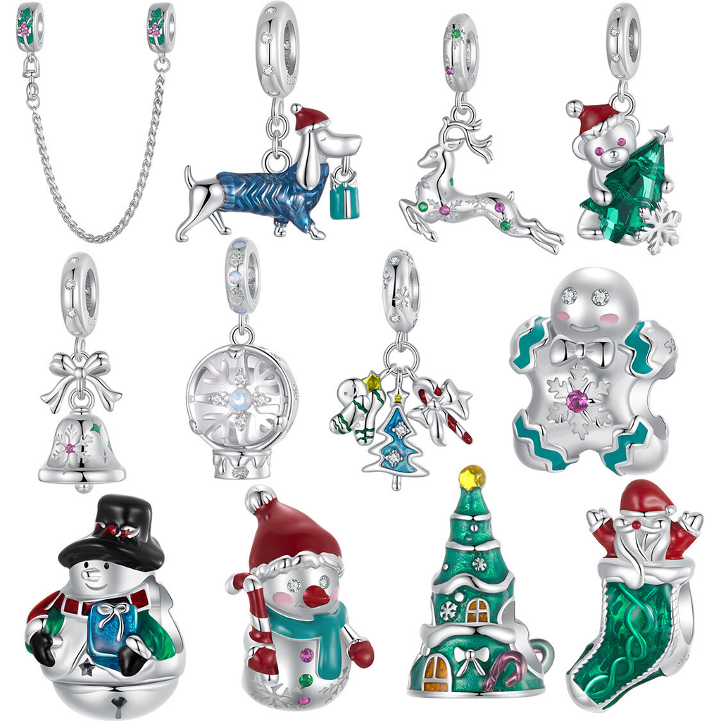Sterling Silver Christmas Dangle Charm Collection