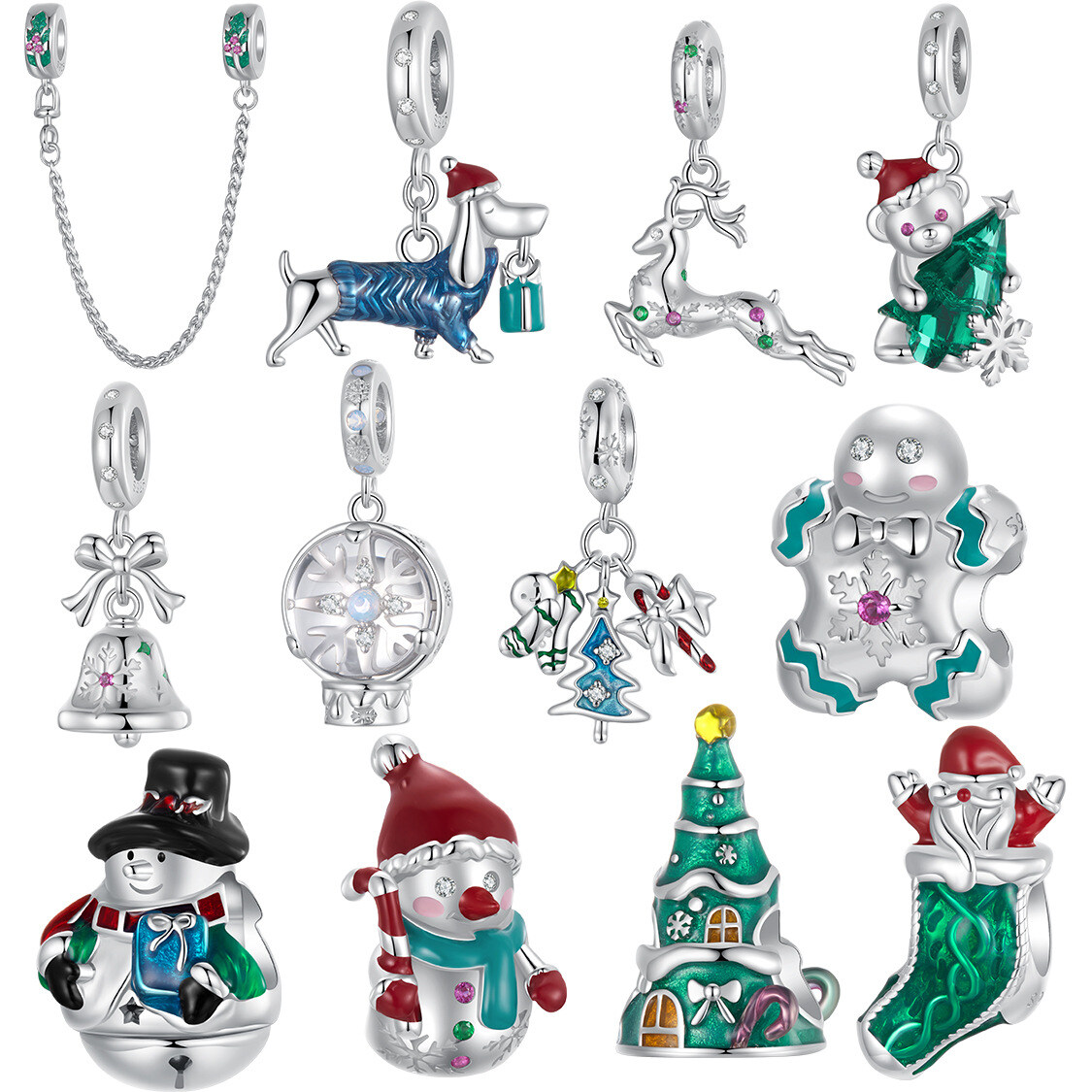 Sterling Silver Christmas Dangle Charm Collection