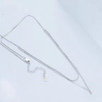 Sterling Silver Double-Layer CZ Pendant Necklace