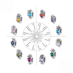 Sterling Silver Floral Heart Cubic Zirconia Charm Bead