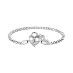 Sterling Silver Heart Lock and Key Popcorn Chain Bracelet