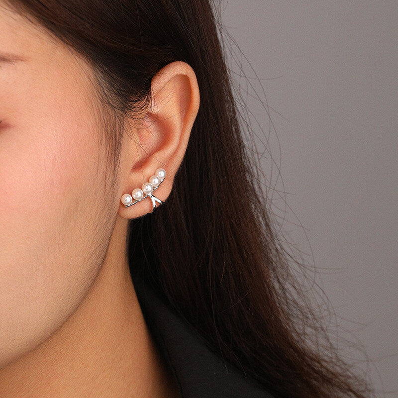 Sterling Silver Pearl Ear Cuff for Women – Non-Piercing Minimalist Ear Jewellery