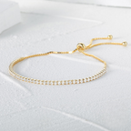 Gold Plated Sterling Silver Adjustable Cubic Zirconia Tennis Bracelet
