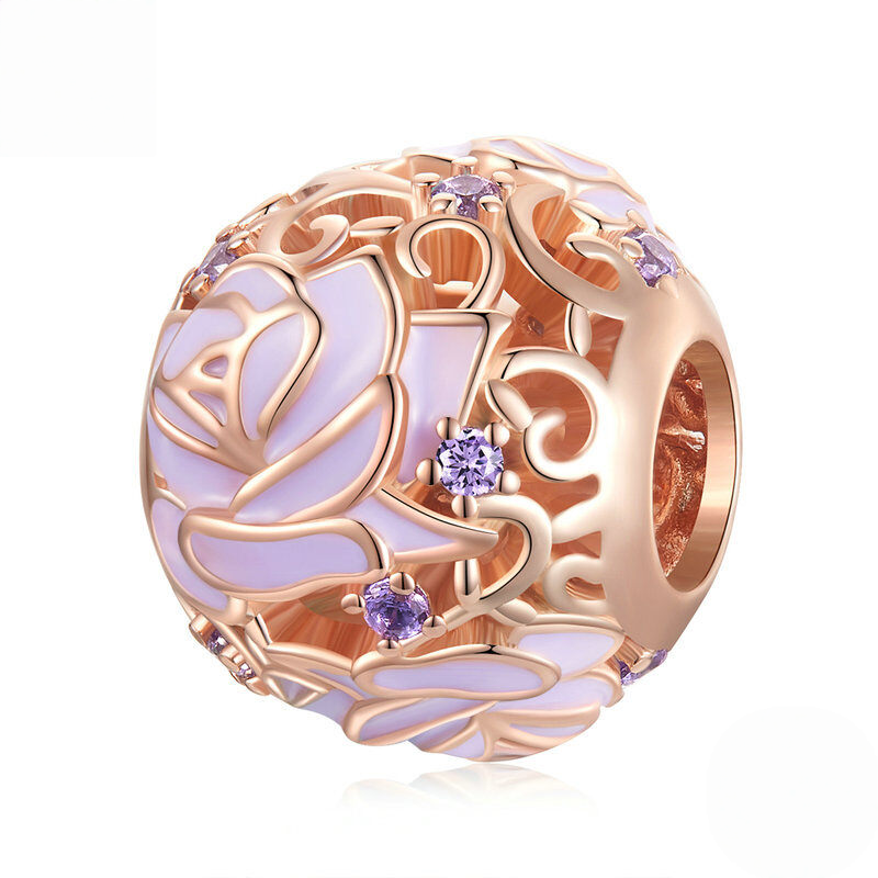 Sterling Silver Blue Enamel Floral Charm Bead Collection