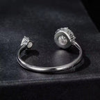 Sterling Silver Adjustable Halo Cubic Zirconia Bypass Ring