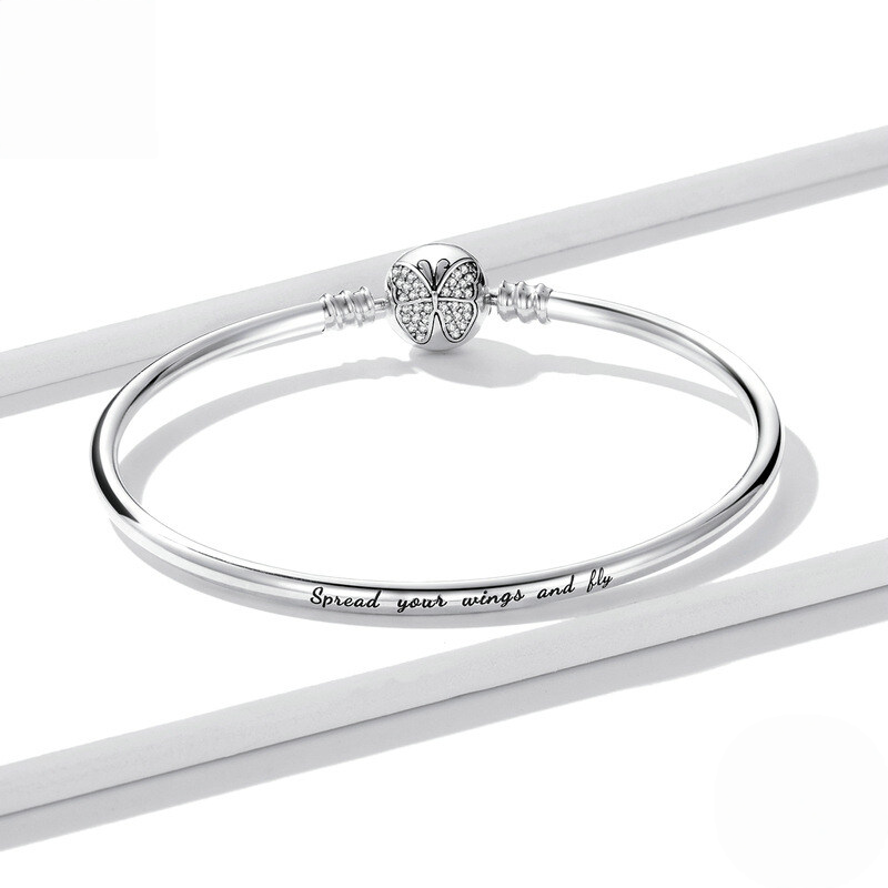 Sterling Silver Butterfly “Spread Your Wings and Fly” Bangle