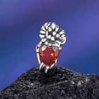Sterling Silver Floral Heart Cubic Zirconia Charm Bead