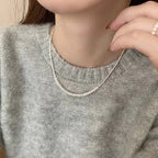 Silver Freshwater Pearl Collar Necklace – Faceted Bead Chain