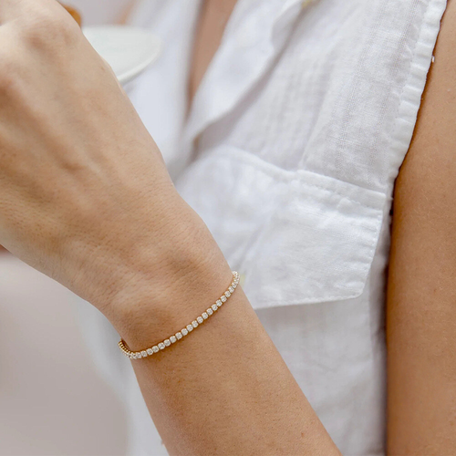 Gold Plated Sterling Silver Adjustable Cubic Zirconia Tennis Bracelet