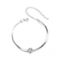 Sterling Silver Cubic Zirconia Halo Herringbone Bracelet
