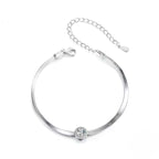Sterling Silver Cubic Zirconia Halo Herringbone Bracelet