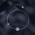 Sterling Silver Cubic Zirconia Halo Bracelet