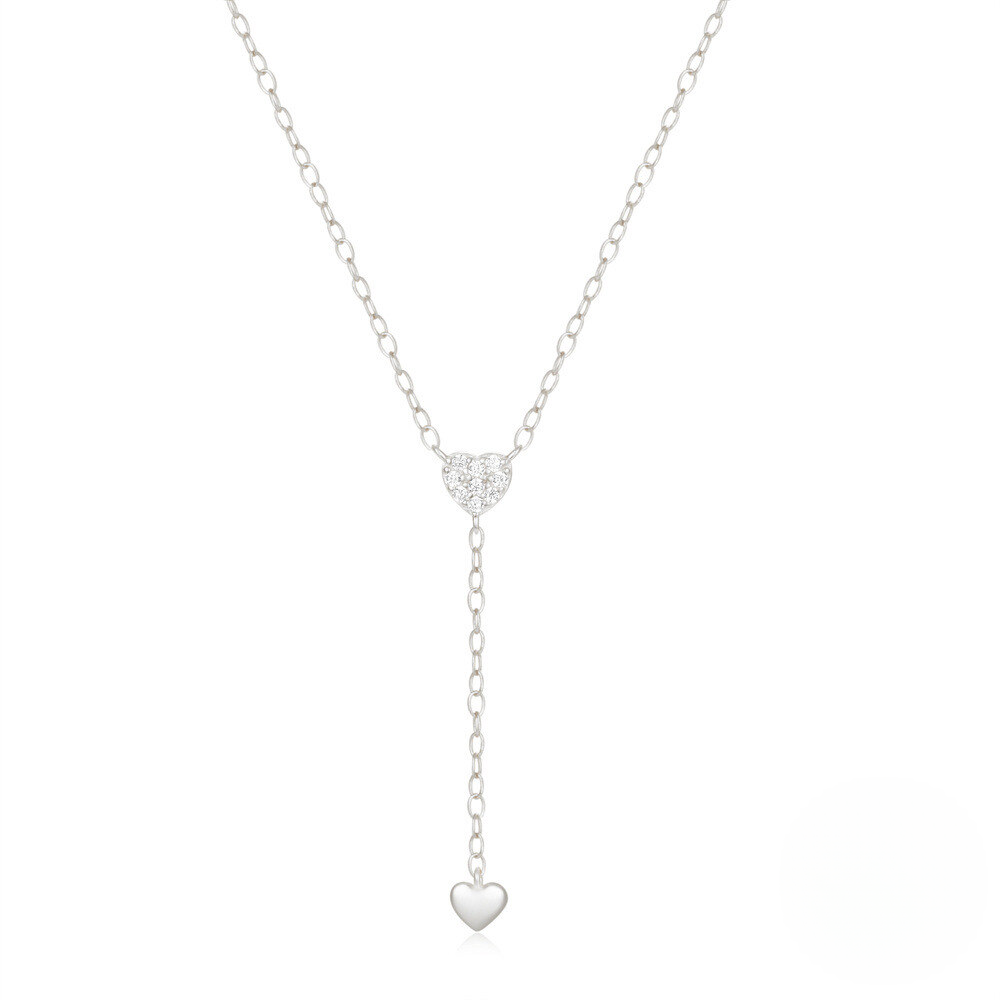 Double Heart Y-Necklace with Crystal Accents