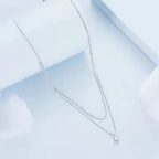 Sterling Silver Double-Layer CZ Pendant Necklace
