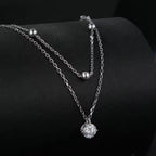 Double Layered Moissanite Pendant Necklace