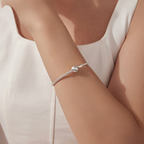 Sterling Silver Moon and Star Popcorn Chain Bracelet