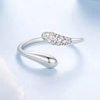 Sterling Silver Adjustable Teardrop CZ Bypass Ring