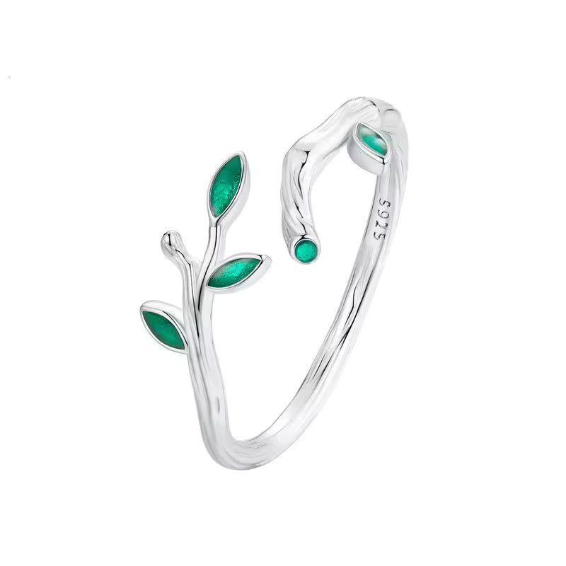 Sterling Silver Adjustable Olive Branch Ring