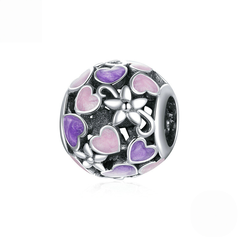 Sterling Silver Blue Enamel Floral Charm Bead Collection