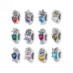 Sterling Silver Floral Heart Cubic Zirconia Charm Bead