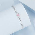 Sterling Silver Pink Heart Tennis Bracelet