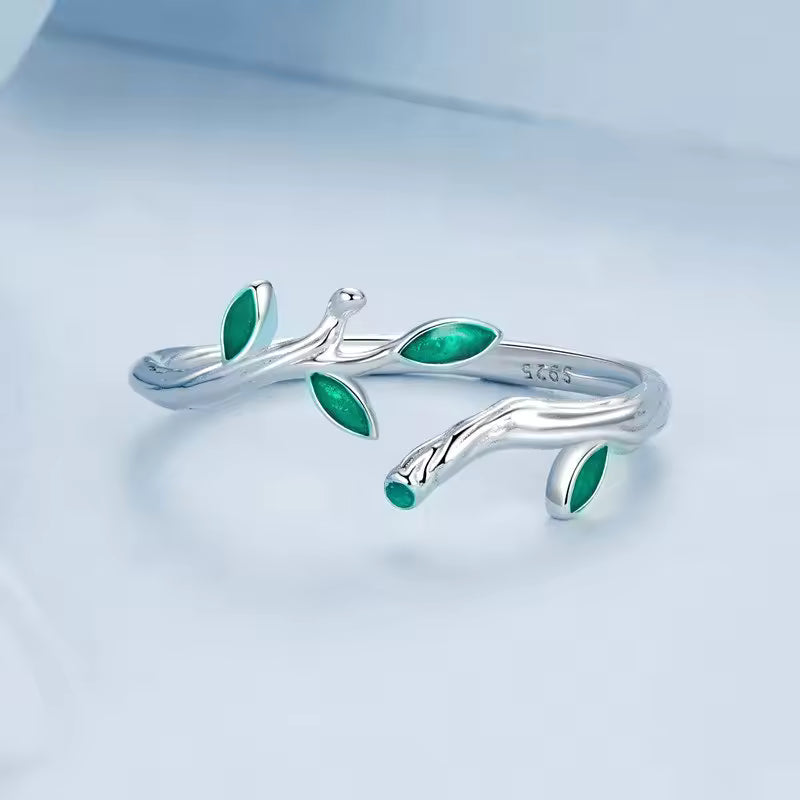 Sterling Silver Adjustable Olive Branch Ring