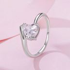 Sterling Silver Adjustable Heart Cubic Zirconia Wrap Ring