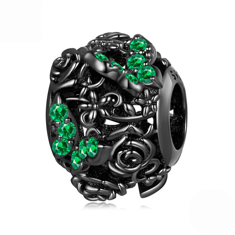Sterling Silver Blue Enamel Floral Charm Bead Collection