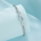 Sterling Silver Infinity Heart Popcorn Bead Bracelet
