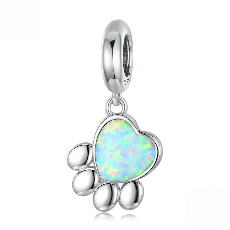 Sterling Silver Pet Paw Print Charm Bead Collection