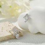 Sterling Silver Pear-Cut Zircon Geometric Stud Earrings