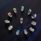 Sterling Silver Floral Heart Cubic Zirconia Charm Bead
